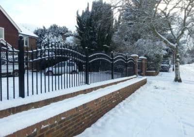 metal railings in the snow