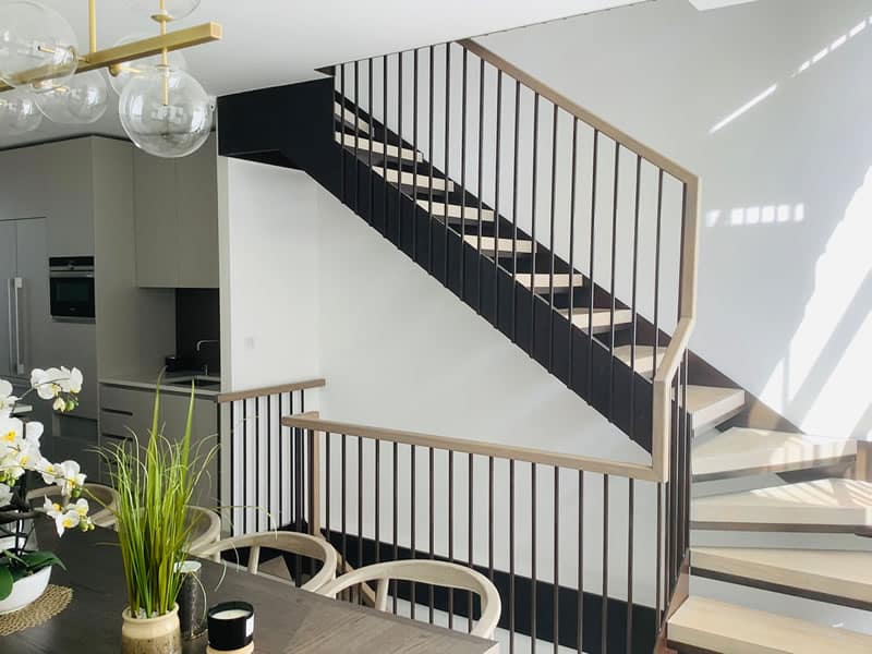 metal staircase in modern home minimalist