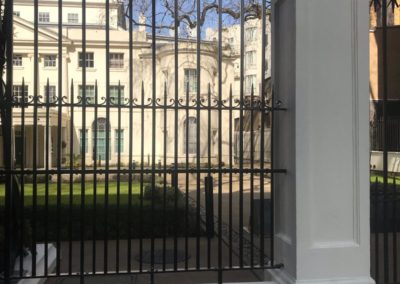 metal railings at the saudi arabian embassy, london